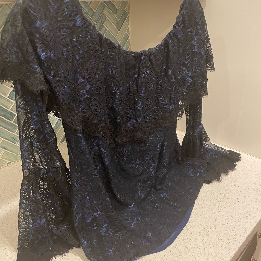 Black with navy lace top